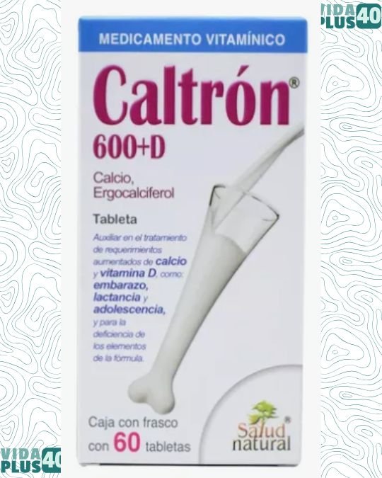 Calcio Vitamina D 60 Tabletas Caltrón 600 D Salud Natural Sabor Sin sabor