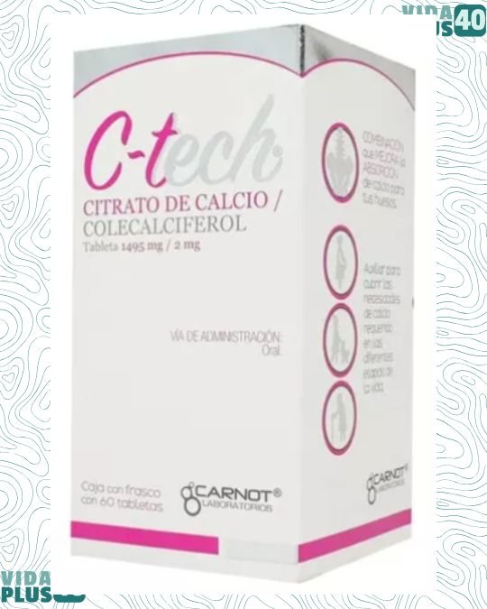 C-tech Citrato De Calcio Con Colecalciferol 60 Tabletas Sabor Sin Sabor