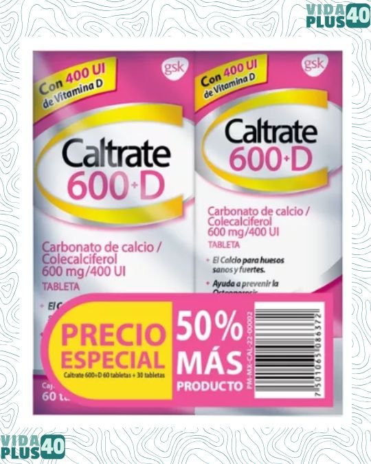 Pack Suplemento De Calcio X2 60+30 Tabletas 600mg Caltrate